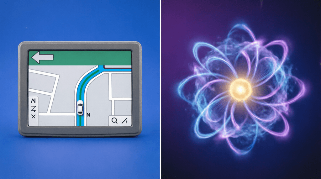 Comparaison GPS classique vs particule quantique